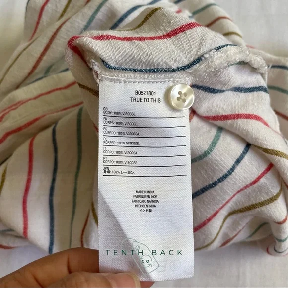 VOLCOM Multi Stripe Girls Button Down Top | L / 14 - Picture 10 of 13